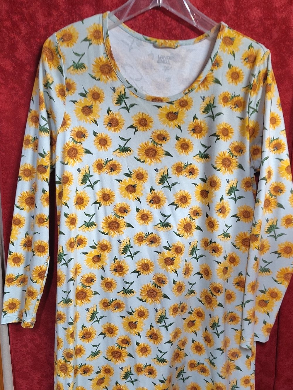 Lands' End White Tunic with Yellow Sunflower Trim